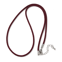 Коричневый 2мм круглый нейлоновый миланский шнур для изготовления ожерелья, с латунными выводами и 303 застежками из лобстера из нержавеющей стали, цвет нержавеющей стали, коричневые, 18.50~18.70 дюйм (47~47.5 см)