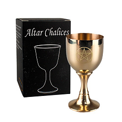 Star Tarot Theme Brass Cups, Wicca Rite Goblet Display Decoration, for Home Decoration, Star, 40x78mm