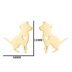 282 Golden Stylish and Cute Mini Animal Stud Earrings for Women - Dog Heart-shaped Ear Jewelry