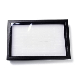 Noir 100 boîtes à bagues à bijoux en carton rectangle fente, avec fenêtre en pvc transparent et éponge blanche, noir, 29x19x3.95 cm, Diamètre intérieur: 28x18 cm