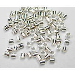 Silver Brass Tube Crimp Beads, Lead Free & Nickel Free, Silver Color Plated, 1.5mm, Hole: 1mm
