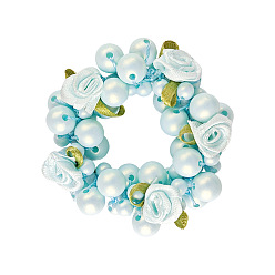 Голубой Ткань эластичные аксессуары для волос, с имитацией жемчуга, для девочек или женщин, резинка для волос / резинки для волос, голубой, 66 мм