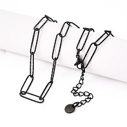 Черный 304 колье-цепочка со скрепками из нержавеющей стали., чёрные, 15.75 дюйм (40 см) ~ 15.94 дюйм (40.5 см)