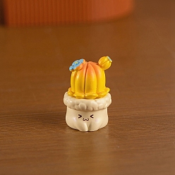 Желтый Скульптура из смолы кактуса витрина украшения, для домашнего офисного стола, желтые, 26x37 мм