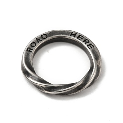 Antique Silver 304 Stainless Steel Linking Rings, Ring with Word ROAD HERE, Antique Silver, 25x3mm