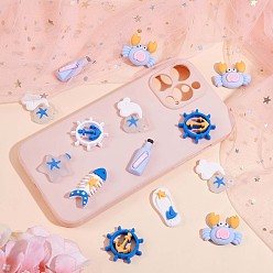 Blue 65 Pieces Ocean Theme Resin Cabochons Cute Resin Pendant Crab Starfish Resin Charm for DIY Making Craft Hair Clip Scrapbooking Decor, Blue, 30x24.5mm