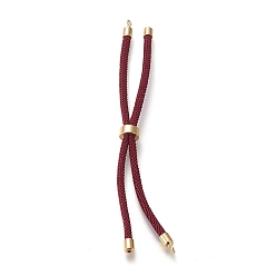 Dark Red Nylon Twisted Cord Bracelet Making, Slider Bracelet Making, with Eco-Friendly Brass Findings, Round, Golden, Dark Red, 8.66~9.06 inch(22~23cm), Hole: 2.8mm, Single Chain Length: about 4.33~4.53 inch(11~11.5cm)