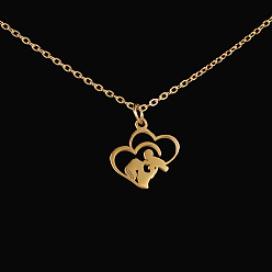 Heart Stainless Steel Pendant Necklaces, Golden, Heart, 15.75~23.62 inch(40~60cm)