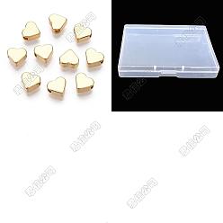 Real 18K Gold Plated 100Pcs Brass Beads, Long-Lasting Plated, Heart, Real 18K Gold Plated, 6x7x3mm, Hole: 1.8mm
