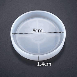 White DIY Flat Round Cup Mat Silicone Molds, Coaster Molds, Resin Casting Molds, White, 86x14mm, Inner Diameter: 80mm