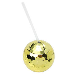 Light Khaki Disco Ball Cup with Lid and Straw,  Cute Sparkly Glitter Cocktail Cup, for Party Supplies, Light Khaki, 105mm