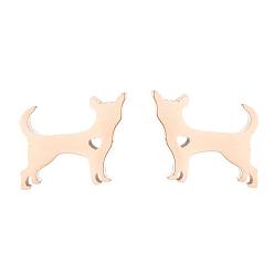 280 rose gold Stylish and Cute Mini Animal Stud Earrings for Women - Dog Heart-shaped Ear Jewelry