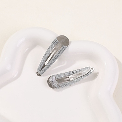 Silver Flocking Covered Snap Hair Clips, Silver, 50mm