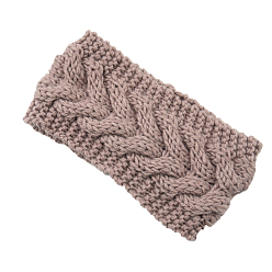 Rosy Brown Polyacrylonitrile Fiber Yarn Warmer Headbands, Soft Stretch Thick Cable Knit Head Wrap for Women, Rosy Brown, 210x110mm