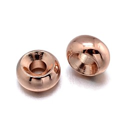 Real Rose Gold Plated Rondelle Brass Spacer Beads, Lead Free & Nickel Free & Cadmium Free, Real Rose Gold Plated, 5x3mm, Hole: 2mm