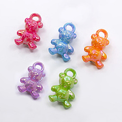 (52) Непрозрачная лаванда Покрытие акриловые подвески, медведь, разноцветные, 19.50x12x9.50 мм, отверстие: 3 мм, около 869 шт / упаковка