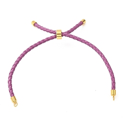 Rose Vieux Fabrication de bracelets en cordon de cuir tressé en microfibre ronde ajustable, avec les accessoires en laiton, convient aux breloques de connecteur, vieux rose, 9.13x0.12 pouce (23.2x0.3 cm), Trou: 2mm
