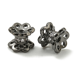 Черный Цвет Металла Стойки обшивки латунь микро проложить кубического циркония бусы, долговечный, без свинца и без кадмия, цветок, металлический черный , 6x7x6.8 мм, отверстие : 1.2 мм