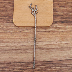 Gunmetal DIY Jewelry Accessories, Alloy Hair Stick Findings, with Loop, Gunmetal, 165x24mm