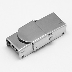 Stainless Steel Color Rectangle 201 Stainless Steel Watch Band Clasps, Stainless Steel Color, 25x12x7mm, Hole: 3x8mm
