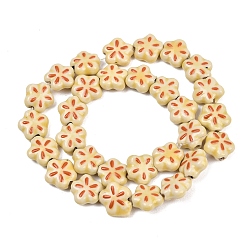 Светло-хаки Фарфоровые эмалевые бусины ручной работы, цветок, пастельный фарфор, светлый хаки, 12~12.5x11~12.5x5.5~6 мм, отверстие : 1.6~2 мм