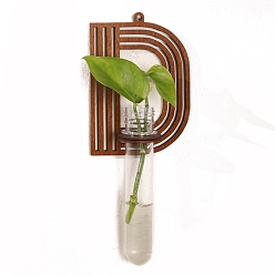 Letter D Plant Propagation Station with Wood Stand, Plant Terrarium for Hydroponics Home Hanging Decor, Letter D, 180x180x30mm