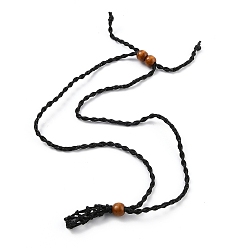 Black Necklace Makings, with Wax Cord and Wood Beads, Black, 28-3/4 inch(73~76cm)