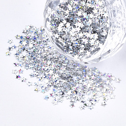 Silver Shining Nail Art Glitter, Manicure Sequins, DIY Sparkly Paillette Tips Nail, Star, Silver, 2.5x2.5x0.3mm