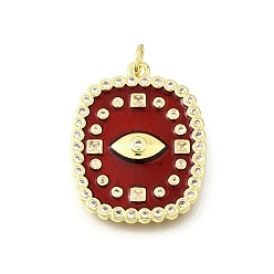 (123L) Белый крем непрозрачный блеск Латунные микро проложить кубического циркония подвески, с эмалью, квадрат с амулетами от сглаза, реальный 18 k позолоченный, стойки покрытие, прочное покрытие, без кадмия и без свинца, с целью перехода в кольце, огнеупорный кирпич, 27x21x3 мм, отверстие : 2.5 мм