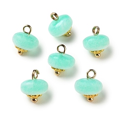 Голубой Сплав и бархатные подвески, с акриловой, рондель прелести, золотые, голубой, 11x10 мм, отверстие : 2.5 мм