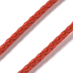 Orange Red Braided Leather Cord, Orange Red, 3mm, 50yards/bundle