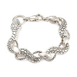 Antique Silver Bohemia Style Alloy Snake Link Chain Bracelets for Women, Antique Silver, 7-7/8 inch(20cm)