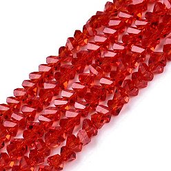 Малиновый Прозрачные стеклянные бусины, треугольные, граненые, малиновый, 2~2.5x3.5~4x3.5~4 мм, отверстие : 0.8 мм, около 126~132 шт / нитка, 13.78~14.96'' (35~38 см)