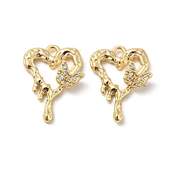 Real 18K Gold Plated Brass Micro Pave Cubic Zirconia Pendants, Heart, Real 18K Gold Plated, 20x14x3mm, Hole: 1.6mm