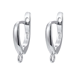 Platinum Rhodium Plated 925 Sterling Silver Leverback Earrings, with 925 Stamp, Platinum, 17.5x11x3mm, Hole: 1.5mm, Pin: 0.7mm