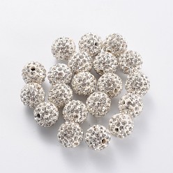 White Middle East Rhinestone Beads, Polymer Clay Inside, Round, White, 8mm, PP9(1.5.~1.6mm), Hole: 1mm