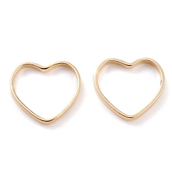 Real 24K Gold Plated Brass Linking Rings, Long-Lasting Plated, Heart, Real 24K Gold Plated, 12x13.5x1mm, Inner Diameter: 12.5x10mm