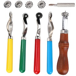 Mixed Color Stainless Steel Tracing Wheel Sets, with Spacing Wheel and Installation Tool, Serrated Perforator Embossing Rotary Tool, Mixed Color, 10pcs/set