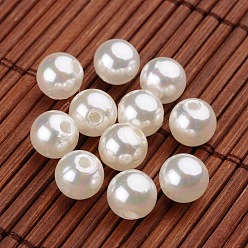 Seashell Color Round Imitation Pearl Acrylic Beads, Seashell Color, 8mm, Hole: 2mm, about 1940pcs/500g