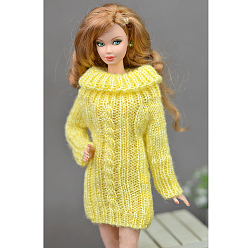 Yellow Woolen Doll Sweater Dress, Doll Clothes Outfits, Fit for American Girl Dolls, Yellow, 180mm