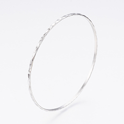 Stainless Steel Color 304L Stainless Steel Buddhist Bangles, Ripple, Stainless Steel Color, 2-5/8 inch(6.8cm), 2.5mm