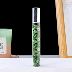 Jade Natural Jade Chip Bead Roller Ball Bottles, with Cover, SPA Aromatherapy Essemtial Oil Empty Glass Bottle, 10.7cm