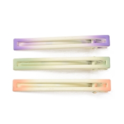 Mixed Color Rectangle Spray Painted Iron Alligator Hair Clips for Girls, Mixed Color, 10x79x12mm, 3pcs/card