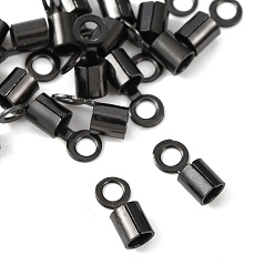 Черный Ионное напыление (IP) 304 обжимные концы шнура из нержавеющей стали, заглушки для шнуров колонн, зажимы, трубки для изготовления ювелирных изделий, чёрные, 6.8x2.8 мм, отверстие : 1.7 мм, внутренний диаметр: 2 мм