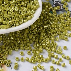 Olive Baking Paint Glass Seed Beads, Cylinder, Olive, 2.5x2mm, Hole: 1.4mm, about 45359pcs/pound