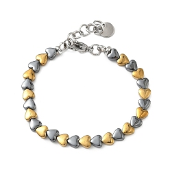 Разноцветный Браслеты-цепочки из искусственного гематита в форме сердца для женщин, с 304 фурнитурой из нержавеющей стали, красочный, 6-7/8 дюйм (17.6 см)