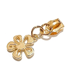 Golden Zinc Alloy Zipper Head with Flower Charms, Zipper Pull Replacement, Zipper Sliders for Purses Luggage Bags Suitcases, Golden, 4.3cm