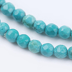 Howlite Natural Magnesite Beads Strands, Dyed & Heated, Faceted Round, 2~2.3mm, Hole: 0.5mm, about 186pcs/strand, 15.7 inch(40cm)