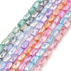 Mixed Color Imitation Jade Glass Beads Strands, AB Color Plated, Faceted, Rectangle, Mixed Color, 7x4.5x3mm, Hole: 1mm, about 70pcs/strand, 19.21''(48.8cm)