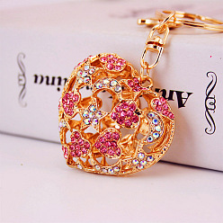 Pink Sparkling Hollow Star Moon Heart Keychain with Alloy and Rhinestones - Perfect Gift for Women's Bags